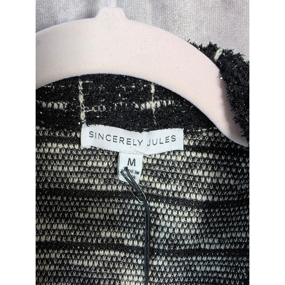 Sincerely Jules Womens M Black White Plaid Cropped Tweed Jacket Lurex GAETC265 - Picture 6 of 10